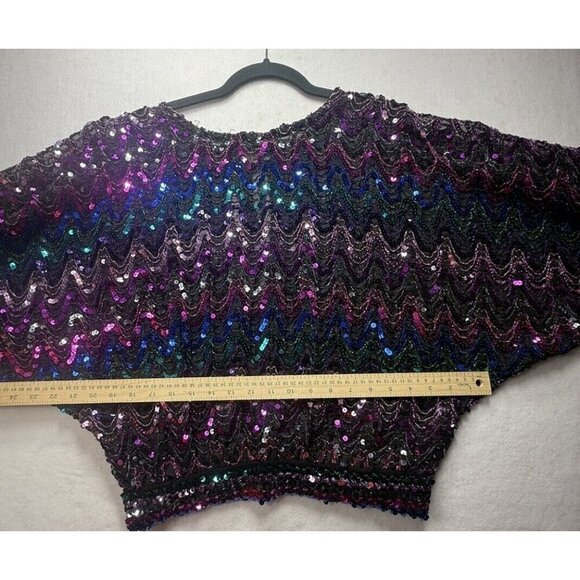 Vtg Praise Hymn Tunic Top Sequin Colorful Size L 80's Disco Multicolor Dolman - Picture 7 of 7